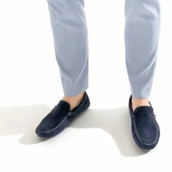 Mocassin bleu marine en cuir velours