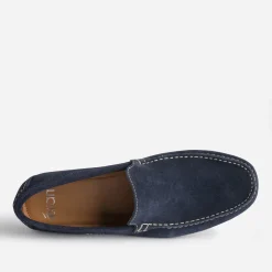 Mocassin bleu marine en cuir velours