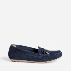 Mocassin bleu marine en cuir velours