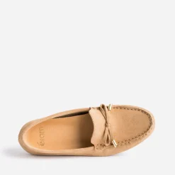 Mocassin camel en cuir velours éco-conçu