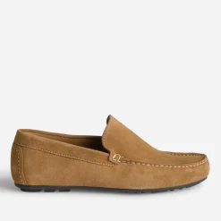 Mocassin camel en cuir velours