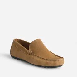 Mocassin camel en cuir velours