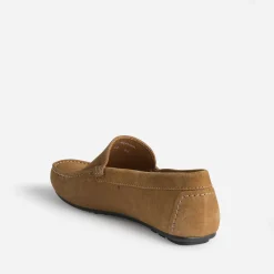 Mocassin camel en cuir velours