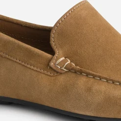 Mocassin camel en cuir velours