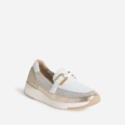 Mocassin confort CAPRICE doré et blanc cuir