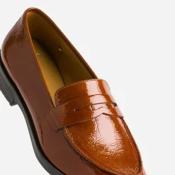 Mocassin ERAM FLEX caramel en cuir verni
