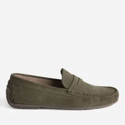 Mocassin kaki éco-conçu en cuir velours