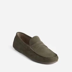 Mocassin kaki éco-conçu en cuir velours