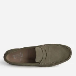 Mocassin kaki éco-conçu en cuir velours