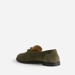Mocassin kaki cuir velours