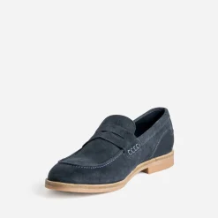 Mocassin marine cuir velours éco-conçu