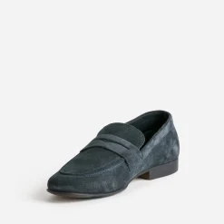 Mocassin marine cuir velours