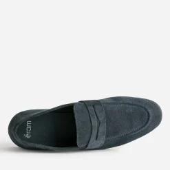 Mocassin marine cuir velours