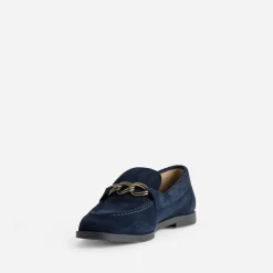 Mocassin marine cuir velours