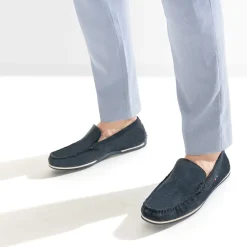 Mocassin marine en cuir velours