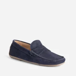 Mocassin marine en cuir velours