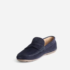 Mocassin marine en cuir velours