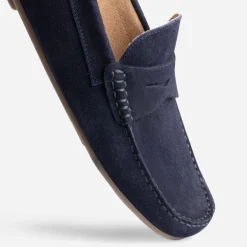 Mocassin marine en cuir velours