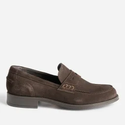 Mocassin marron en cuir velours