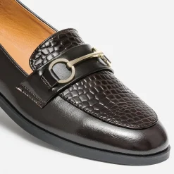Mocassin marron verni embossé effet python