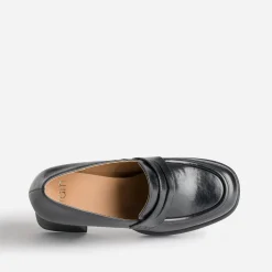 Mocassin noir à talon et plateforme