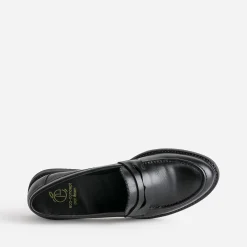 Mocassin noir cuir bord cranté éco-conçu