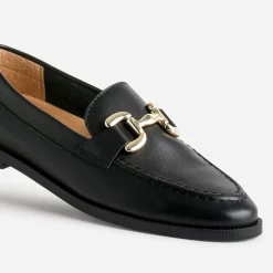Mocassin noir mors métal doré