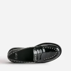Mocassin noir verni clouté