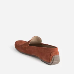 Mocassin rouge orangé éco-conçu en cuir velours