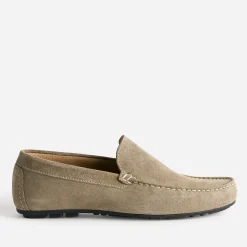 Mocassin taupe en cuir velours