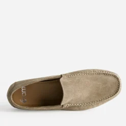 Mocassin taupe en cuir velours