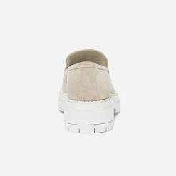 Mocassin TEXTO beige cuir velours semelle épaisse