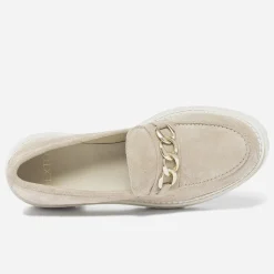 Mocassin TEXTO beige cuir velours semelle épaisse