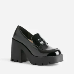 Mocassin TEXTO noir à plateforme crantée