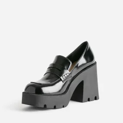 Mocassin TEXTO noir à plateforme crantée