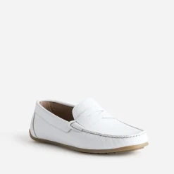 Mocassin-bateau blanc cuir