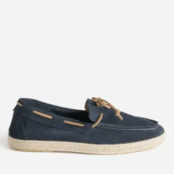 Mocassin-bateau marine en cuir velours