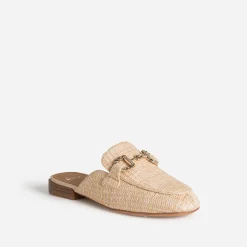 Mocassin-mule beige tressé