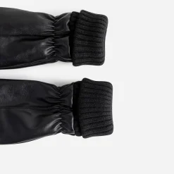 Moufles noires avec bords-côtes