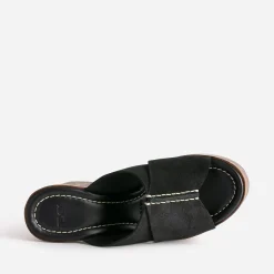 Mule à plateforme TEXTO noire cuir velours