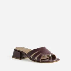 Mule à talon bordeaux cuir