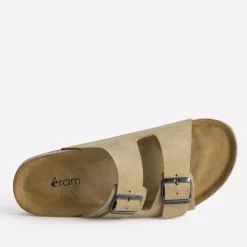 Mule anatomique beige cuir velours