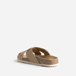 Mule anatomique beige en cuir velours éco-conçu