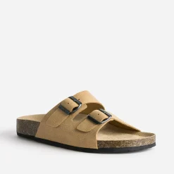 Mule anatomique cognac en cuir