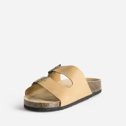 Mule anatomique cognac en cuir