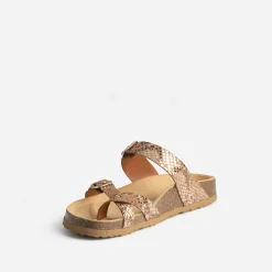 Mule anatomique marron cuir effet python éco-conçu