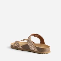 Mule anatomique marron cuir effet python éco-conçu