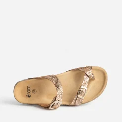 Mule anatomique marron cuir effet python éco-conçu