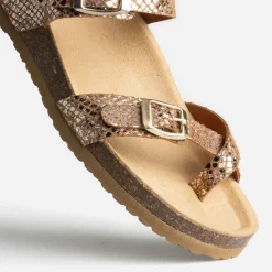 Mule anatomique marron cuir effet python éco-conçu