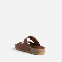 Mule anatomique marron en cuir éco-conçu